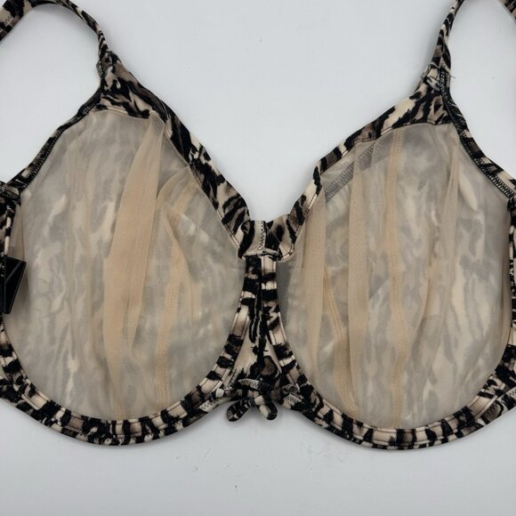Elomi Fierce Bikini Top Size 36K (US) Black Animal Print Underwire Swim Bra 7203 - Picture 3 of 11